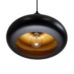 Industrial 1-Light Black Gold Metal Hanging Ceiling Light Ø30 01287-C globostar