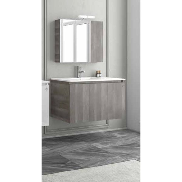 Drop Verona 90 Grey Wall Hung Bathroom Furniture with Slim Wash Basin Set 92x47