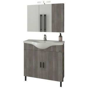 Drop Luna 80 Light Grey Large Floorstanding Bathroom Furniture with Washbasin Set 76x46