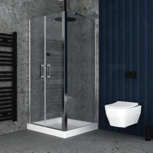 Orabella Saloon Double Hinged Shower Door with Fixed Panel 6mm