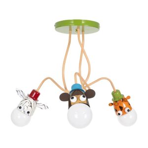 Modern 3-Light Kids Room Ceiling Light with Animals 00641 ZOO