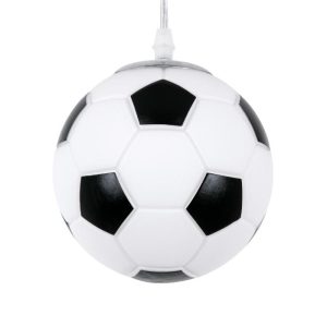 Modern Black White 1-Light Glass Globe Shaped Kids Pendant Ceiling Light Football Ball 00643