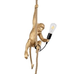 Modern Decorative 1-Light Gold Pendant Ceiling Light Monkey Hanging from Rope 01803 Apes Globostar