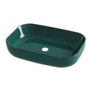Modern Green Glossy Rectangular Countertop Wash Basin 60x42 Orabella Metamorfosis 42600 Verde Lucido