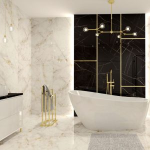 Cuarzo Reno White Glossy Marble Effect Wall & Floor Gres Porcelain Tile 59x119