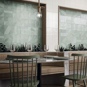 Πρασινα πλακακια τοιχου με σχεδια patchwork γυαλιστερα 20χ20 Tabarca Menta
