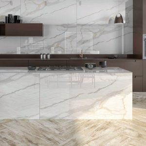 Swan Satvario White Glossy Marble Effect Wall & Floor Gres Porcelain Tile 60x120