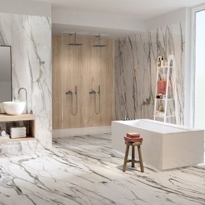 Calacatta Gold Fondovalle White Glossy Marble Effect Wall & Floor Gres Porcelain Tile 60x120 6.5mm