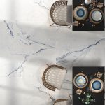 Marble Effect Gres Porcelain Tile White Blue Glossy 59×119 Alba Azul