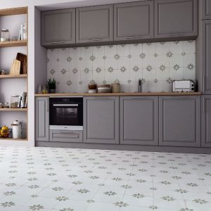 Memories Sage Vintage Patterned Ceramic Floor & Wall Tiles 45x45