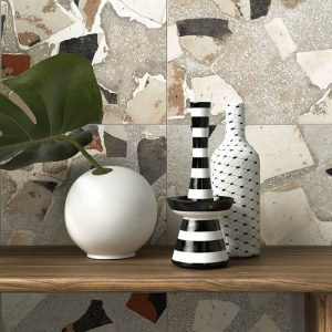 Fioranese I Cocci Cenere Decor Matt Terrazzo Effect Wall Gres Porcelain Tile 90x90