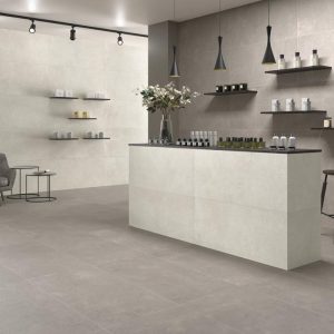 Matt Concrete Effect Wall & Floor Gres Porcelain Tile 120x120 Road White & Grey