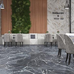 Merletto Black Matt Marble Effect Wall & Floor Gres Porcelain Tile 60x120