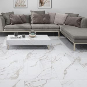 Rimini White Glossy Marble Effect Wall & Floor Gres Porcelain Tiles 60x120