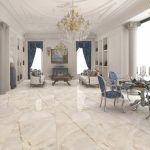 Lasa Gold Beige Glossy Marble/Onyx Effect Wall & Floor Gres Porcelain Tile 60×120