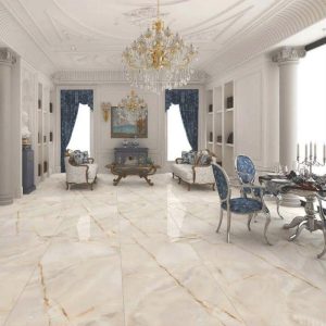 Glossy Marble/Onyx Effect Floor Gres Porcelain Tile 60x120 Lasa Gold