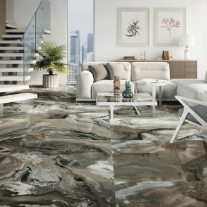 Baldocer Nexside Bron Glossy Marble Effect Floor Gres Porcelain Tile 120x120