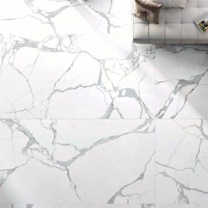 Statuario White Matt Marble Effect Floor Gres Porcelain Tile 120x280 6mm