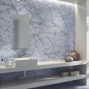 Atlantis Blue Glossy Marble Effect Wall & Floor Gres Porcelain Tile 60x120