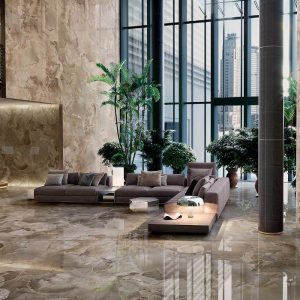 Brown Glossy Marble/Onyx Effect Floor Gres Porcelain Tile Onice Reale Opale