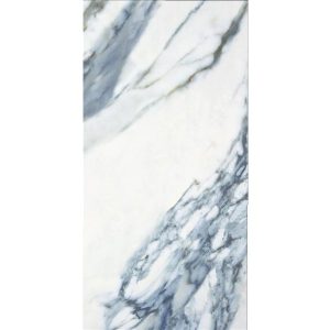 White Glossy Marble Effect Wall & Floor Gres Porcelain Tile 60x120 Annie Blue