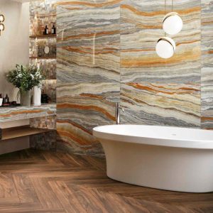 Del Conca Boutique HBO 6 Glossy Onyx Effect Wall Gres Porcelain Tile 60x120
