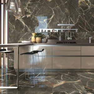 Glossy Marble Effect Wall & Floor Gres Porcelain Tile 60x120 Baldocer Riscal Brown