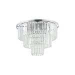 Classic Chrome 12-Light Crystal Ceiling Light Waterfall Chandelier Cristal M