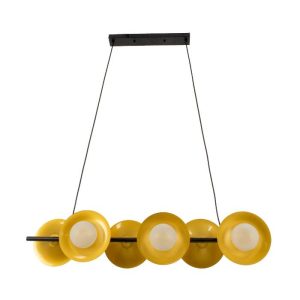 Minimal 6-Light Linear Black Hanging Ceiling Light with Golden Bells 00783 globostar