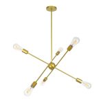 00786 ZANE Industrial 6-Light Linear Gold Rotatable Semi – Flush Mount Ceiling Light