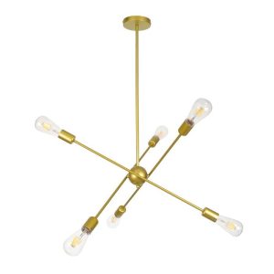 Industrial 6-Light Linear Gold Rotatable Semi - Flush Mount Ceiling Light 00786 ZANE