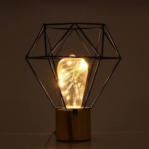 Modern 1-Light Black Beige Wooden Metal Led Bedside Lamp Ø19 01441 globostar