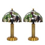 Retro 1-Light Stained Glass Table Lamps with Tiffany Style Shade 00734 Dragonfly Tiffany Set of Two