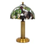 Vintage 1-Light Stained Glass Bedside Lamp with Tiffany Style Shade 00734 Dragonfly Tiffany