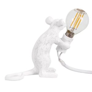 Modern White 1-Light Childrens Desk Lamp with Mouse Shape 00679 globostar