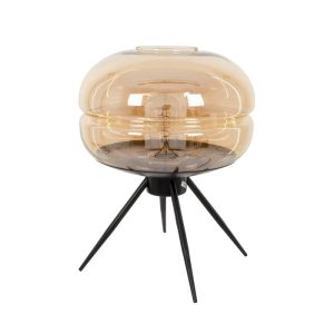 Modern 1-Light Glass Metal Honey Black Desk Lamp 00737 globostar