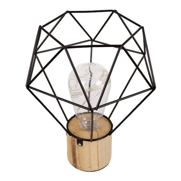 Modern 1-Light Black Beige Wooden Metal Led Desk Lamp Ø19 01441 Antler