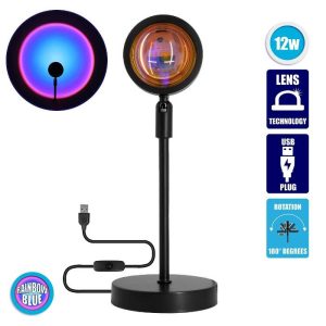 Black Decoration Effect Table Lamp with Blue Led Lens Projector 00812