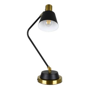 Industrial 1-Light Black Gold Swing Arm Metal Table Lamp 00834 Leto