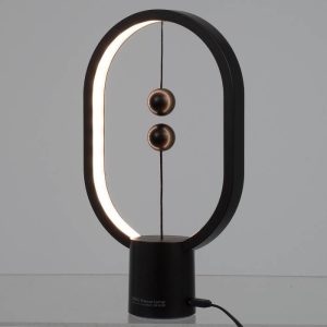 Modern Black LED Bedside Lamp with USB Cable and Magnetic Switch 76544