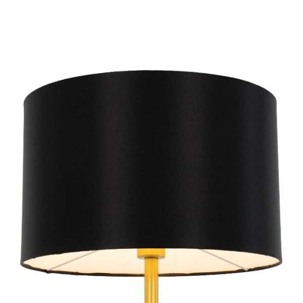 Modern Black Gold Floor Light with Black Round Shade 00825 ASHLEY