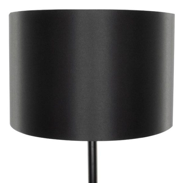 ASHLEY 00824 Modern Black Floor Lamp with Wooden Detail and Round Shade Ø40