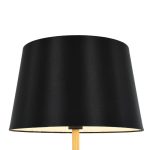 00827 ASHLEY Modern 1-Light Black Floor Light with Wooden Detail & Black Cone Shade