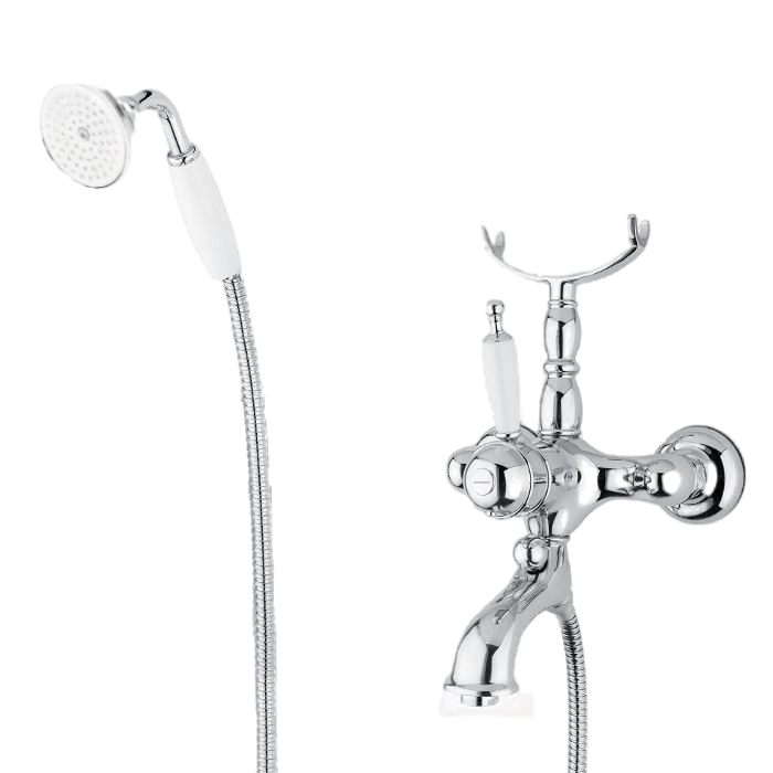 Traditional Wall Mounted Chrome Bath Shower Mixer with Shower Kit 6300-100 Oxford Bugnatese