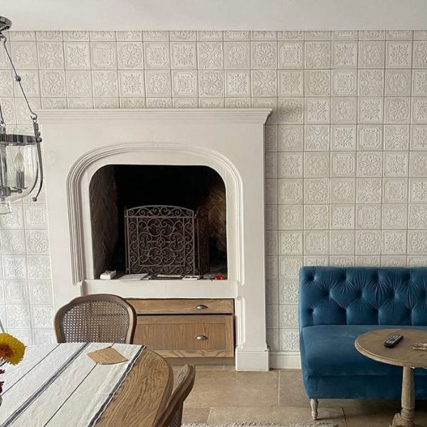 Πλακακια τοιχου κουζινας ρετρο με διακοσμητικα σχεδια αναγλυφα 20x20 Gatsby White