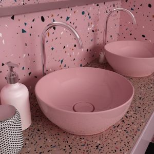 Orabella Trend 02 Modern Italian Pink Glossy Round Countertop Wash Basin Ø38