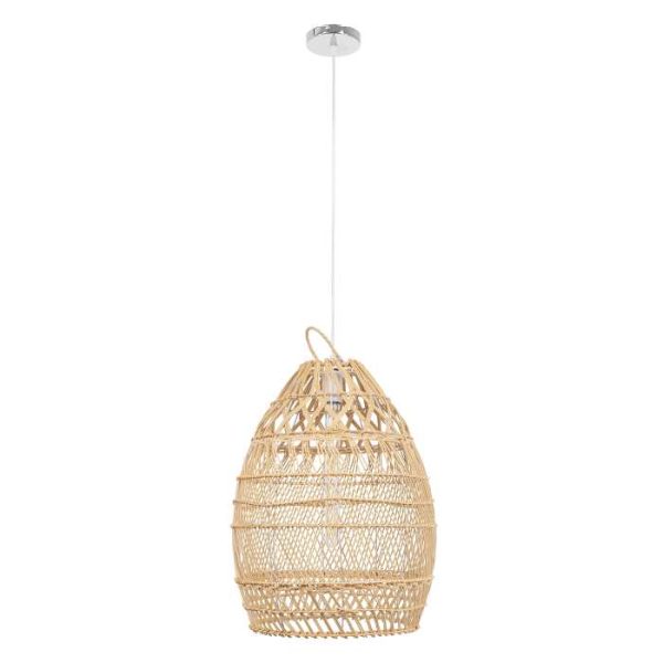 Vintage 1-Light Ceiling Pendant Light With Beige Bamboo Shade Ø38 00710 TAHITI