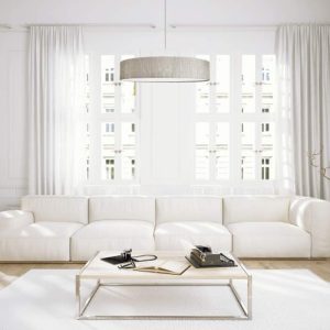 Living room Modern Gray 3-Light Round Shaped Fabric Hanging Ceiling Light 8947 Turda