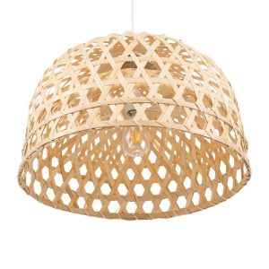 Vintage 1-Light Ceiling Pendant With Beige Bamboo Shade Ø50 00716 MANGEA