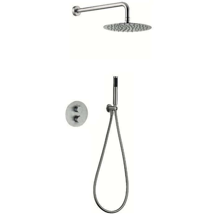 Satine Stainless Steel Concealed Thermostatic Shower Mixer Set 2 Outlets Moscu GTK034 Imex